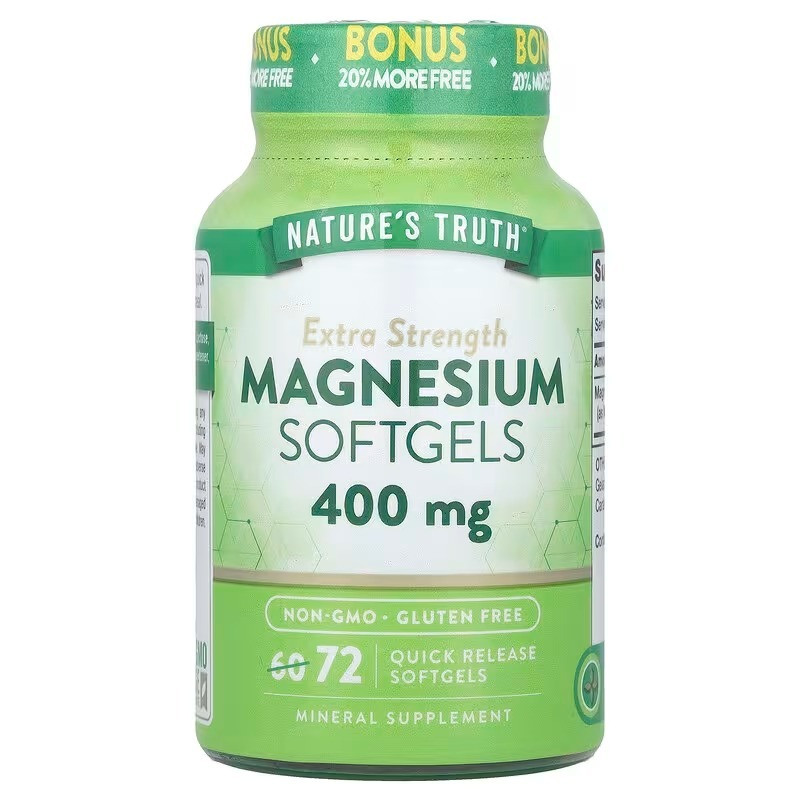 Магній, Magnesium, Nature's Truth, екстра сила, 400 мг, 72 гелевих капсул швидкого вивільнення