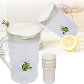 Набір для напоїв із пластикового глечика на 2.5 л для води та 4 склянок 601-6208-4 в упаковці 1 шт