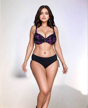 Купальник 2025 раздельный Fuba 25008 черный-розовый(В НАЛИЧИИ ТОЛЬКО 48 50 52 54 56 УКР р-ры), фото 2