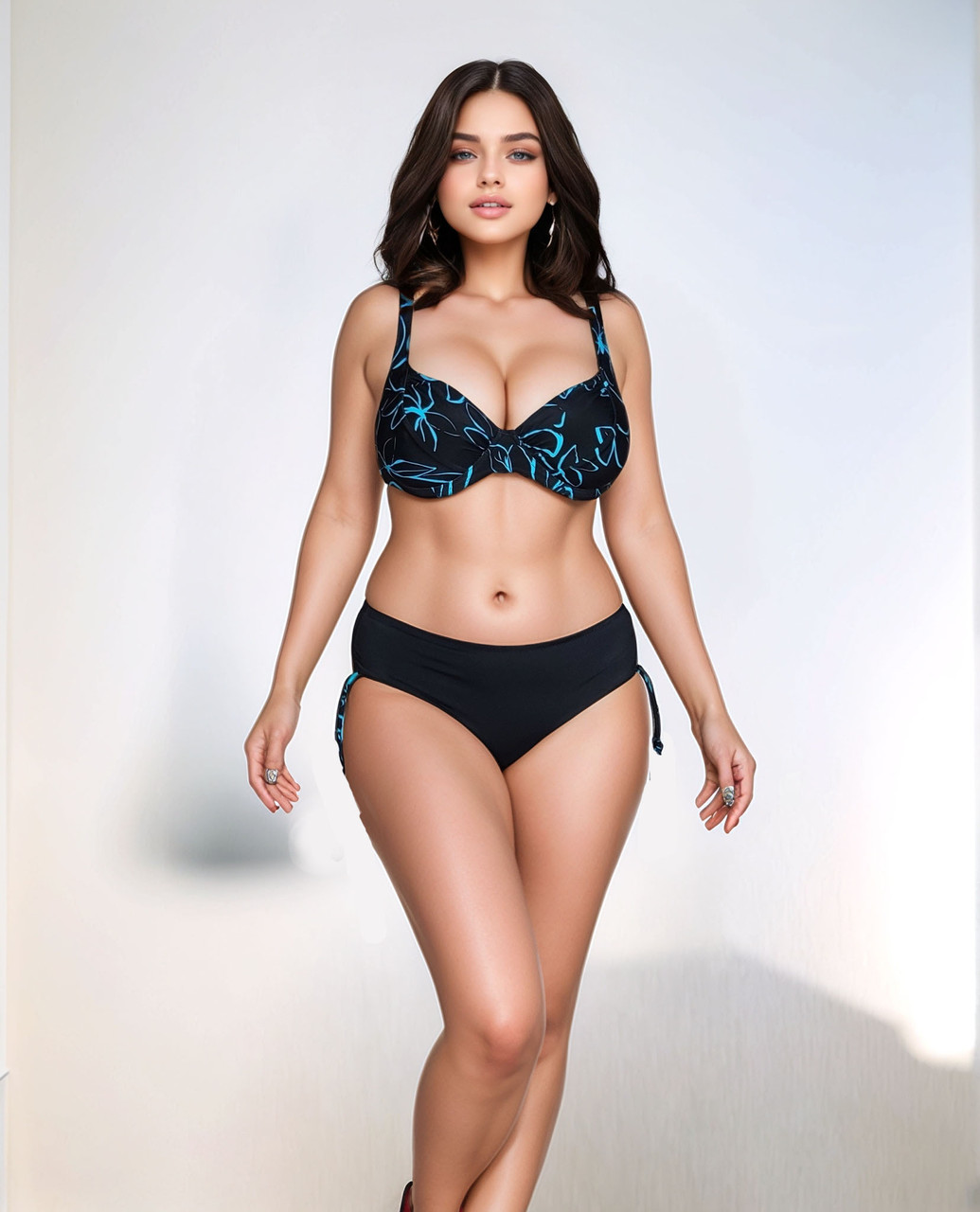 Купальник 2025 раздельный Fuba  25008 черный-голубой(В НАЛИЧИИ ТОЛЬКО 48 50 52 54 56  УКР р-ры)