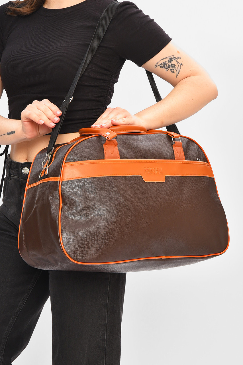 Сумка дорожня унісекс екошкіра коричневого кольору 202928P, фото 1