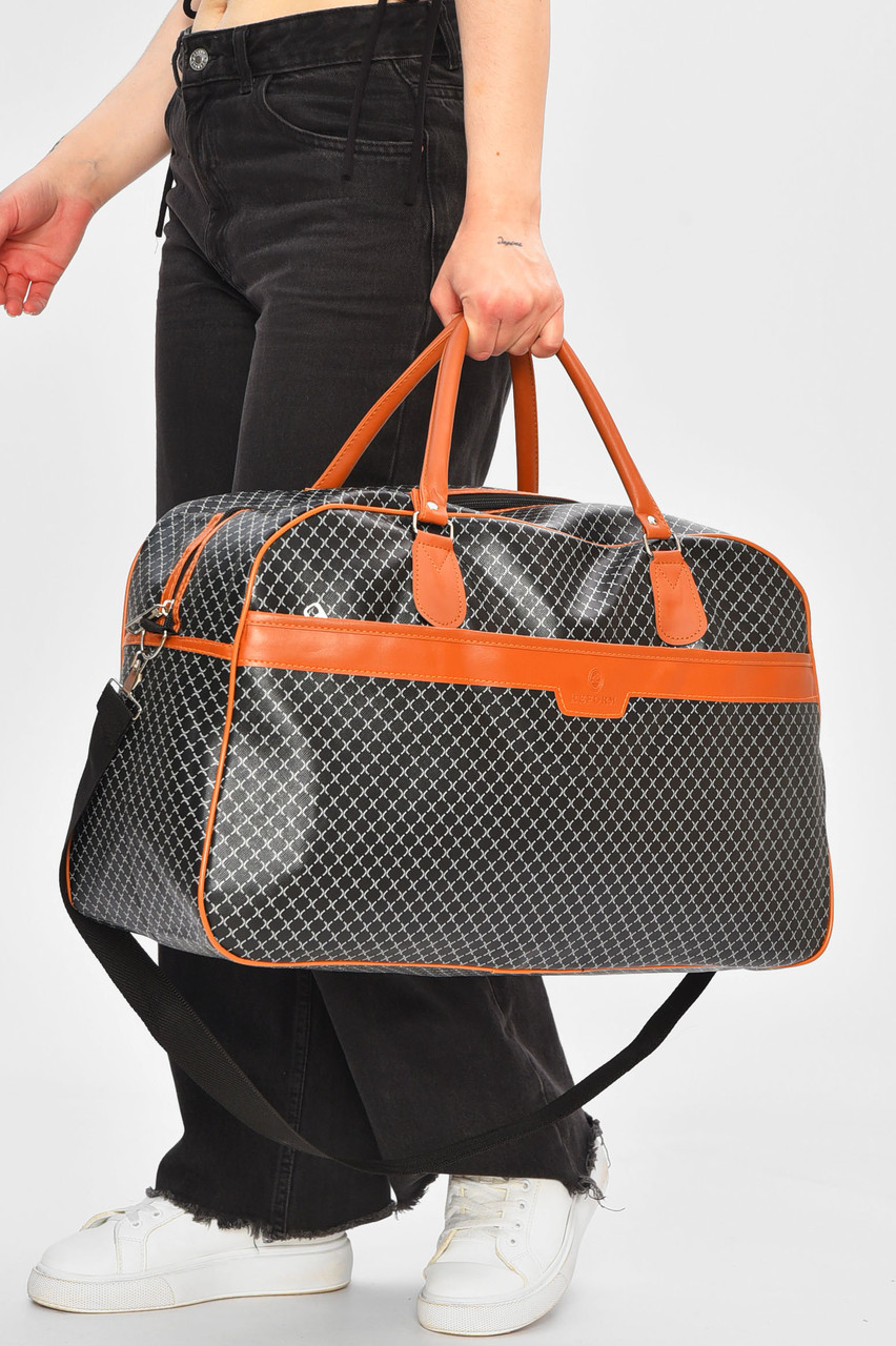 Сумка дорожня унісекс екошкіра темно-синього кольору з принтом 202935P, фото 1