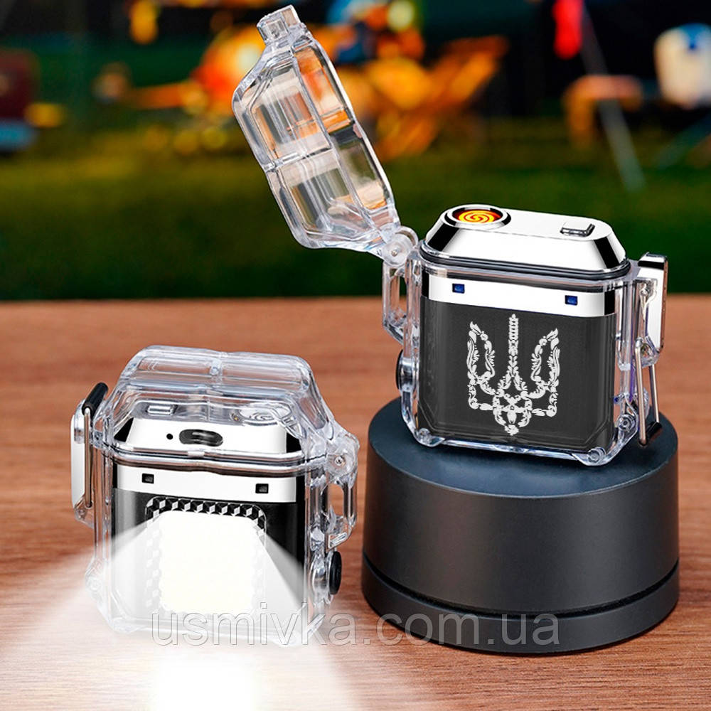 Запальничка usb + ліхтарик герб України в подарунковій упаковці US-779U1