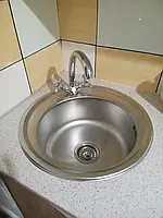 Мийка нержавійка кругла Rico RC-490 врізна 490x160 0.6мм, сатин сифон кріплення в подарунок