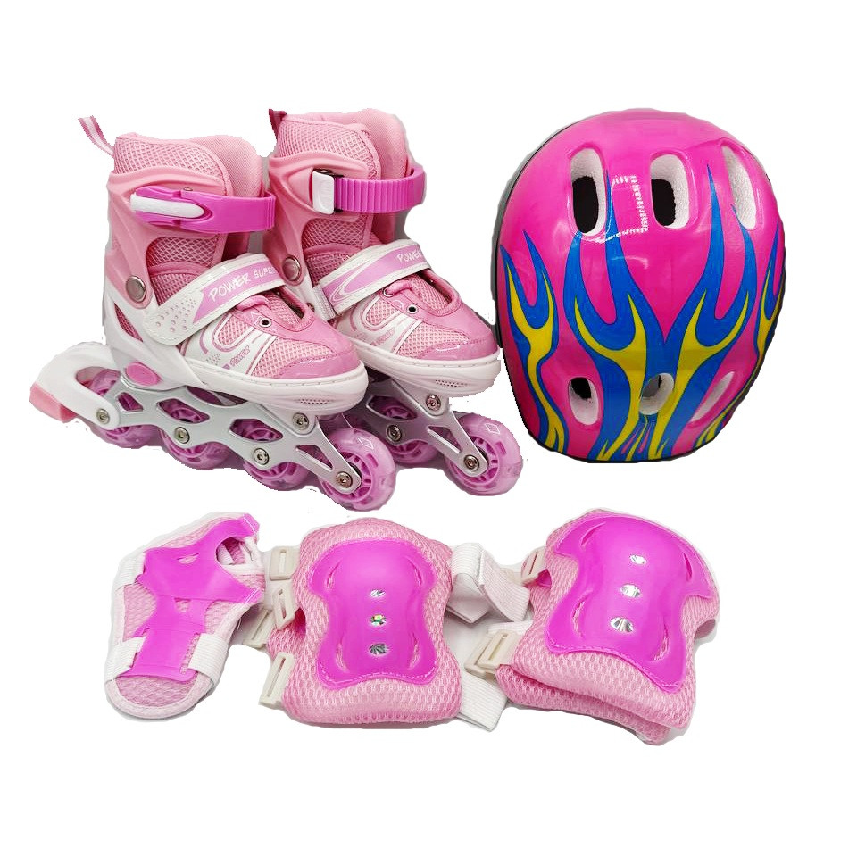 Комплект роликів Happy Combo M (34-37) Рожевий: ролики шолом захист сумка, фото 1