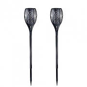 Садовий світильник Solar flame led light sensor activated 48см 600мАч Водонепроникний ліхтар факел 2шт Black