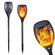 Садовий світильник Solar flame led light sensor activated 58см 600мАч Водонепроникний ліхтар факел Чорний