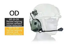 Активні тактичні навушники Wosport 5.0 з мікрофоном та адаптером для шолома FAST, олива