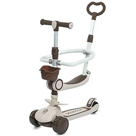 Самокат-біговел Prof1 5в1 з батьківською ручкою коричневий JR3-133-BRN