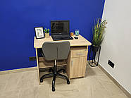 Маленький робочий письмовий стіл 90 см з тумбою та шухлядою для школяра підлітка студента Дуб Сонома, фото 8