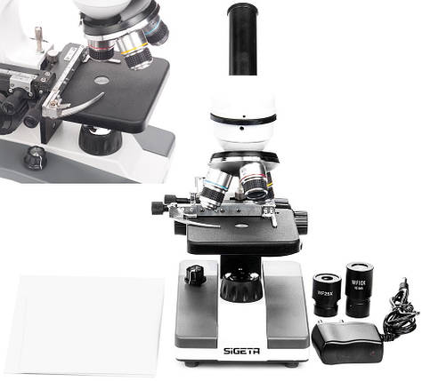Шкільний мікроскоп Sigeta MB-120 40x-1000x Led Mono | Біологічний навчальний мікроскоп початкового рівня, фото 1