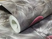 Шпалери вінілові супермийка "Cherry" для кухні, ванної, коридору, сірі 0,53*10м