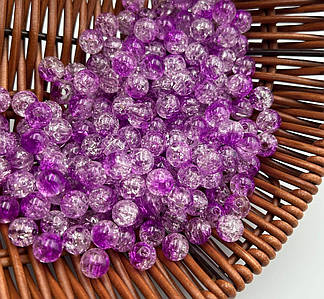 Акрилові намистини "Бите скло" / Двоколірні / Ø-8 мм / Упаковка 20 грам ≈ 68 шт / Фіолетовий №62