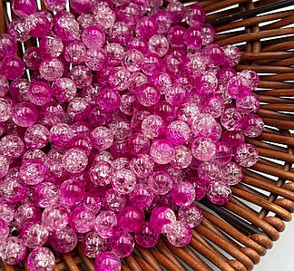 Акрилові намистини "Бите скло" / Двоколірні / Ø-8 мм / Упаковка 20 грам ≈ 68 шт / Малиновий №59