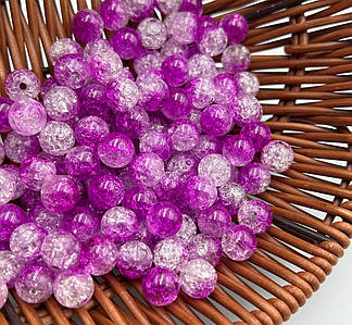 Акрилові намистини "Бите скло" / Двоколірні / Ø-10 мм / Упаковка 20 грам ≈ 32 шт / Фіолетовий №56