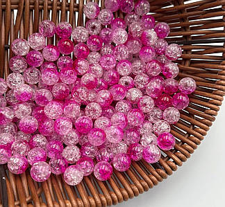 Акрилові намистини "Бите скло" / Двоколірні / Ø-10 мм / Упаковка 20 грам ≈ 32 шт / Малиновий №57