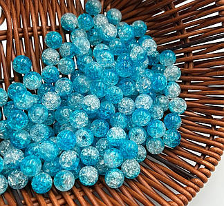 Акрилові намистини "Бите скло" / Двоколірні / Ø-10 мм / Упаковка 20 грам ≈ 32 шт / Блакитний №54