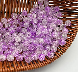 Акрилові намистини "Бите скло" / Двоколірні / Ø-10 мм / Упаковка 20 грам ≈ 32 шт / Бузковий №53