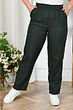 2263-1 Спортивні штани жіночі прямі льон батал (4 од: 52,54,56,58), фото 3