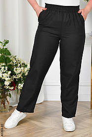 2263-31 Спортивні штани жіночі прямі льон батал (4 од: 52,54,56,58)