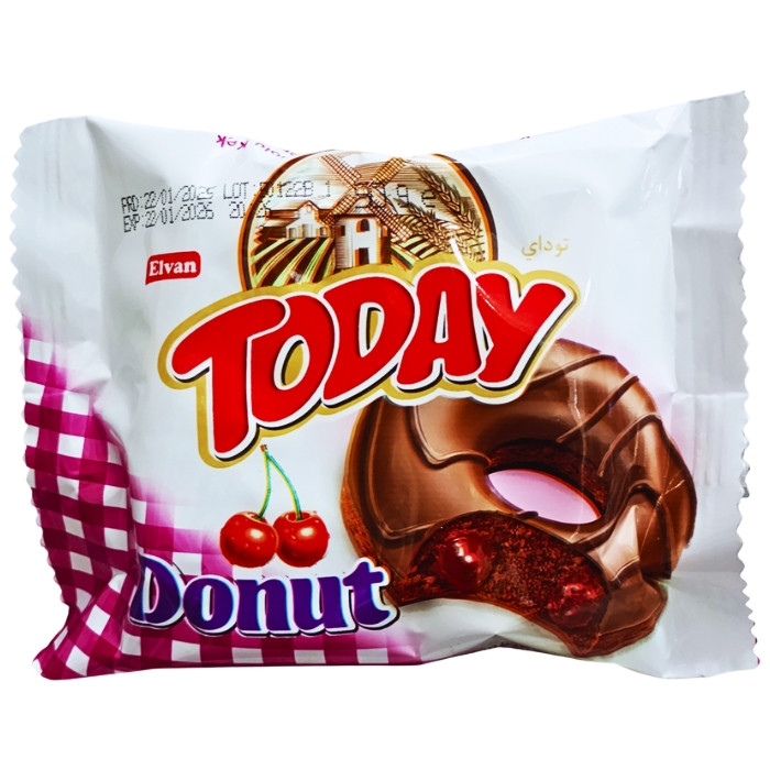 Пончик Today donut з вишневою начинкою в глазурі 50 г, фото 1