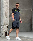 Чоловічий літній костюм Nike Tech Футболка + Шорти сірий з чорним Найк Теч на літо, фото 3