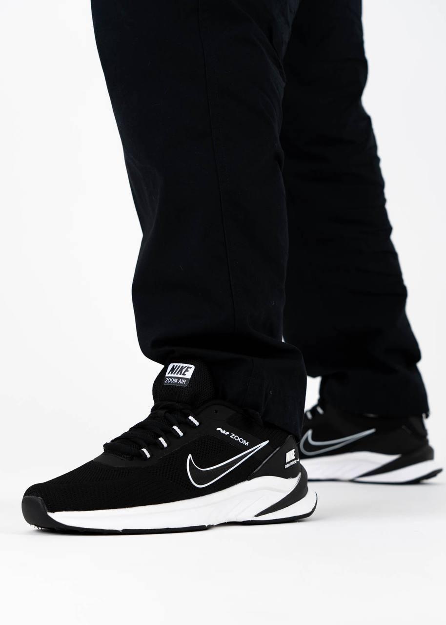 Чоловічі кросівки текстильні сітка Nike Air Zoom Black White, кеди чоловічі Найк Чорні. Чоловіче взуття, фото 1