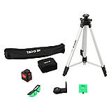 Нівелір лазерний самонівелюючий 5 зелених променів (точність ±3 мм/10 м) дальність 30 м з приладдям Yato YT-30440, фото 3