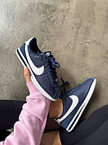 Жіночі кросівки Nike Cortez Blue Navi Кеди Найк Кортез темно сині текстиль замша демісезон, фото 3