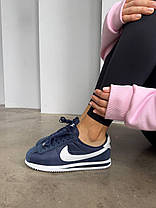 Жіночі кросівки Nike Cortez Blue Navi Кеди Найк Кортез темно сині текстиль замша демісезон, фото 5