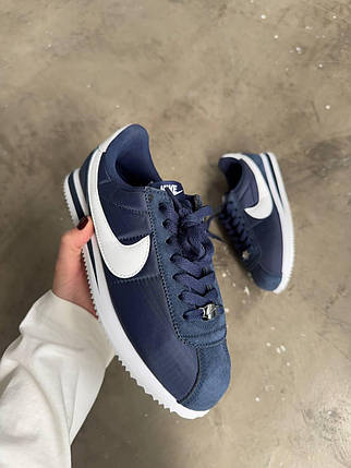 Жіночі кросівки Nike Cortez Blue Navi Кеди Найк Кортез темно сині текстиль замша демісезон, фото 1