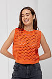 В'язаний ажурний кроп-топ без рукавів, фото 5
