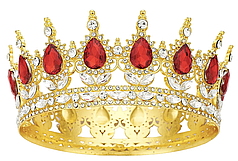 Корона металева 005 золота з червоним камінням