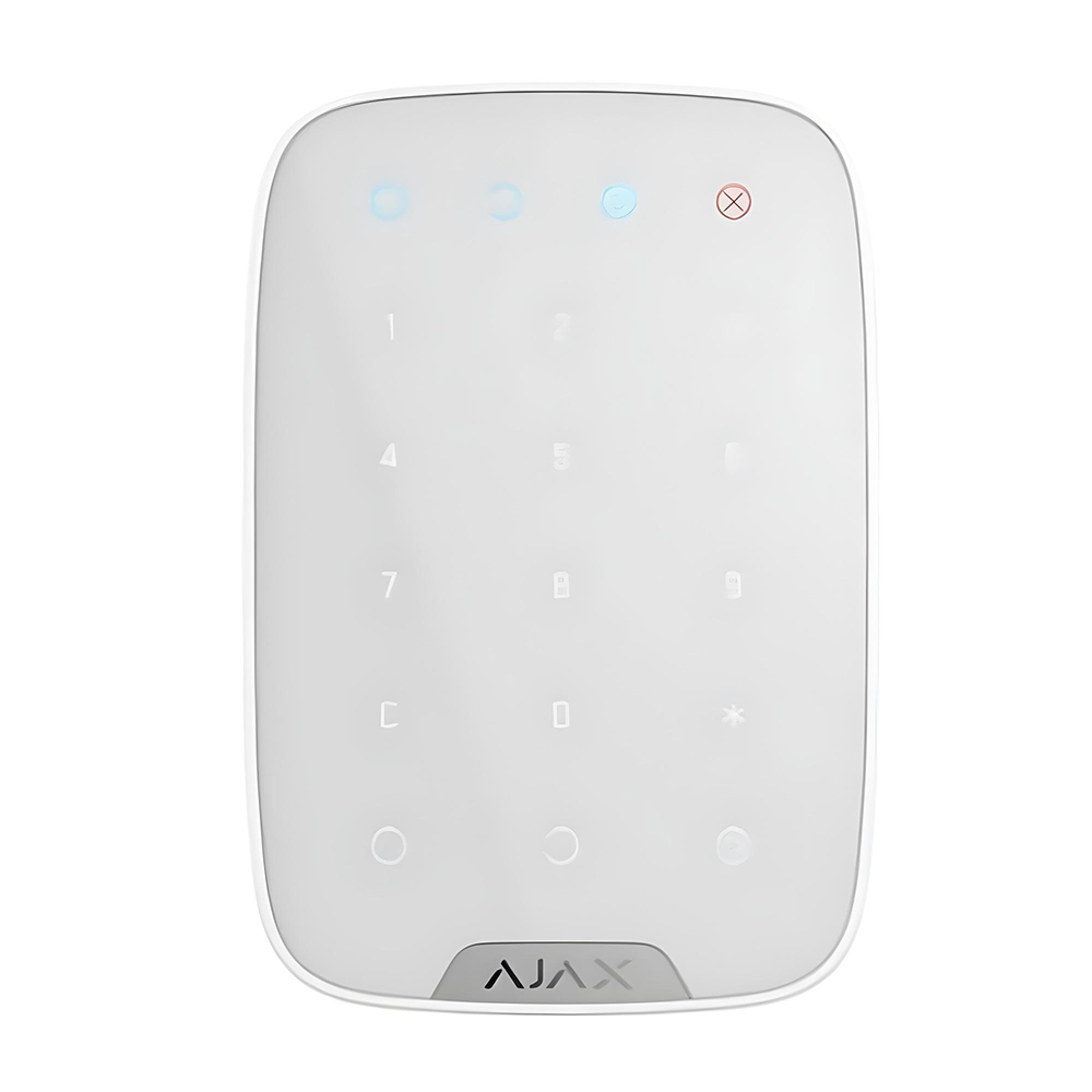 Бездротова сенсорна клавіатура Ajax KeyPad white сенсорне керування охоронною системою настінне кріплення