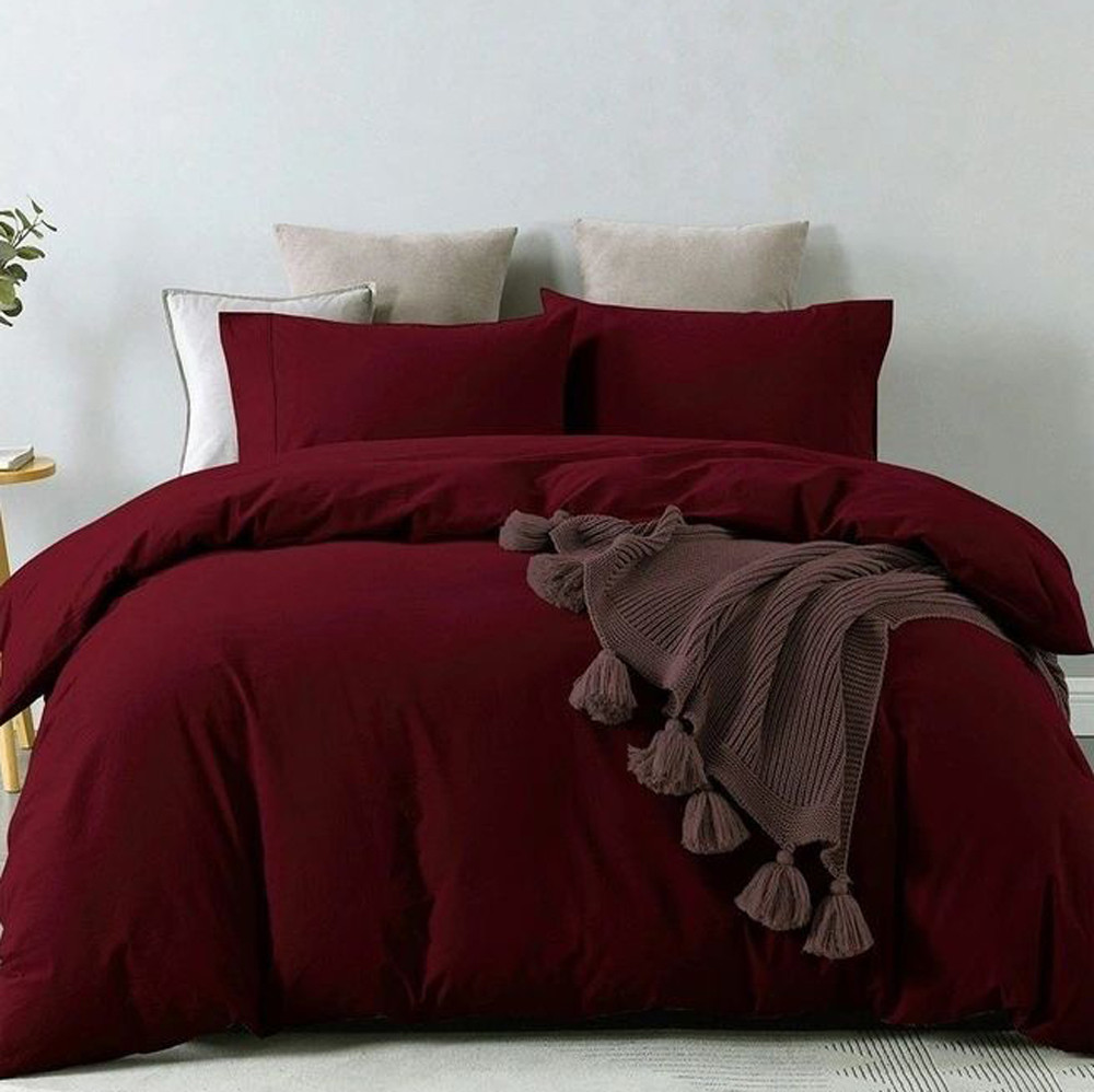 Бордова однотонна тканина 220 см для пошиття постільної білизни Бязь Gold Lux бавовняна, рулон 50 м, Пакистан