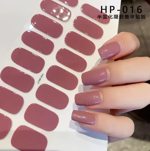Гелеві наклейки на нігті Gel Nail HP016, 16 шт/уп, рожеві (KG-12720), фото 1