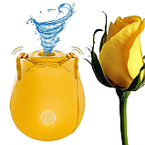 Жовтий вакуумний стимулятор клітора, Силіконовий вібратор троянда з вакуумно-хвильовою стимуляцією, Інтимні іг, фото 8