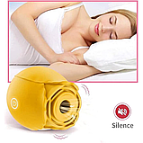 Жовтий вакуумний стимулятор клітора, Силіконовий вібратор троянда з вакуумно-хвильовою стимуляцією, Інтимні іг, фото 9