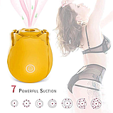 Жовтий вакуумний стимулятор клітора, Силіконовий вібратор троянда з вакуумно-хвильовою стимуляцією, Інтимні іг, фото 10