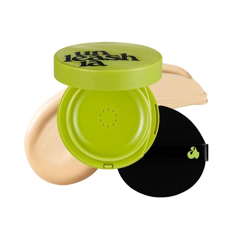 Сатиновий кушон для обличчя UNLEASHIA Satin Wear Healthy Green Cushion SPF30 PA++ (Тон: #21N Eburnean) 15g, фото 1