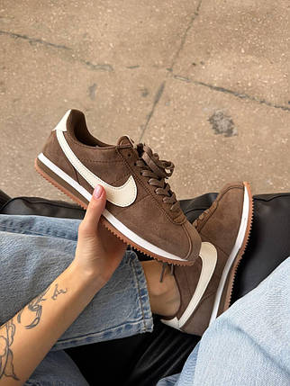 Жіночі кросівки Nike Cortez Vintage Suede Brown Кеди Найк Кортез коричневі текстиль замша демісезон, фото 1