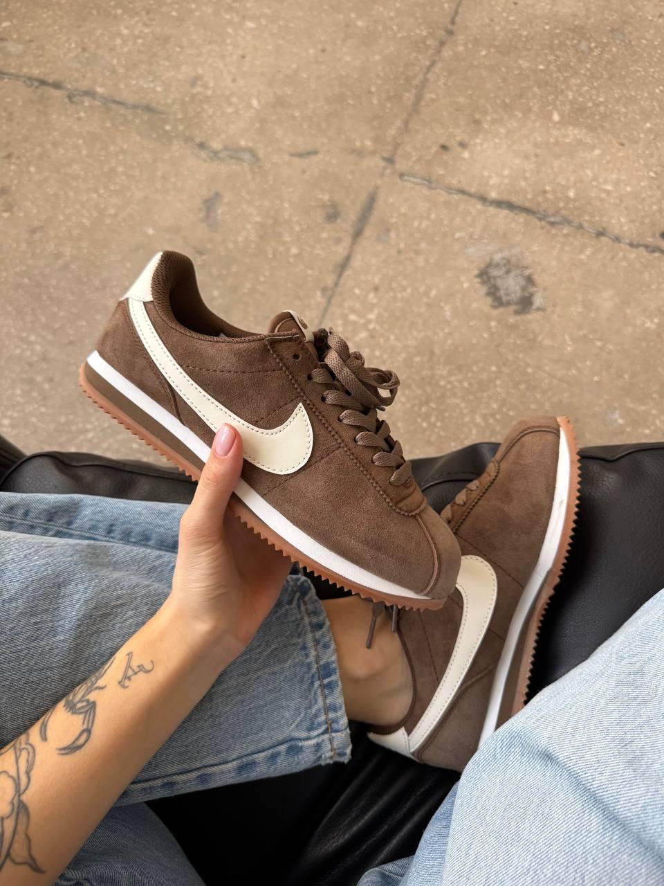 Жіночі кросівки Nike Cortez Vintage Suede Brown Кеди Найк Кортез коричневі текстиль замша демісезон
