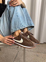 Жіночі кросівки Nike Cortez Vintage Suede Brown Кеди Найк Кортез коричневі текстиль замша демісезон, фото 6
