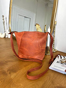 Шоппер Діамант Вінтажна шкіра колір коричневий, відтінок Коньяк