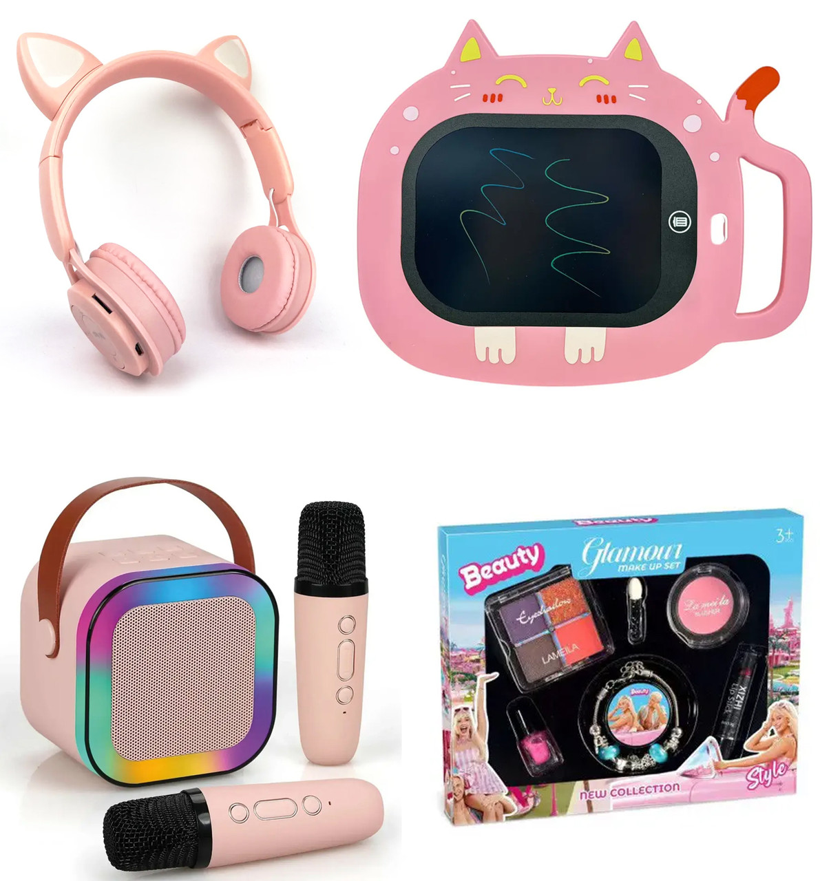 Великий подарунковий набір для дівчаток 4 в 1 Навушники, Караоке з 2 Мікрофонами, Планшет, Косметика 600-01, фото 1