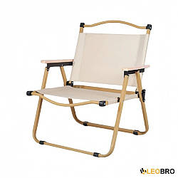 Кемпінгове крісло LEOBRO Бежеве Середнє (CH-S04-M) для пікніка риболовлі пляжу дачі потужне Леобро