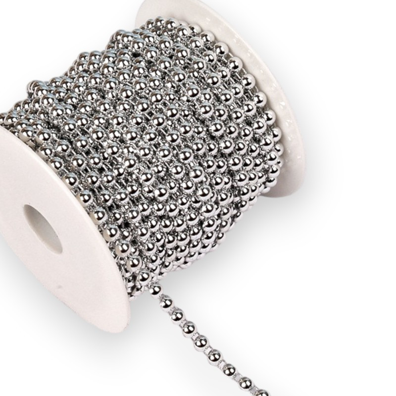 Напівнамистини на нитці 4 мм 1 м Срібло Silver_АА079, фото 1