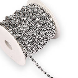 Напівнамистини на нитці 4 мм 1 м Срібло Silver_АА079