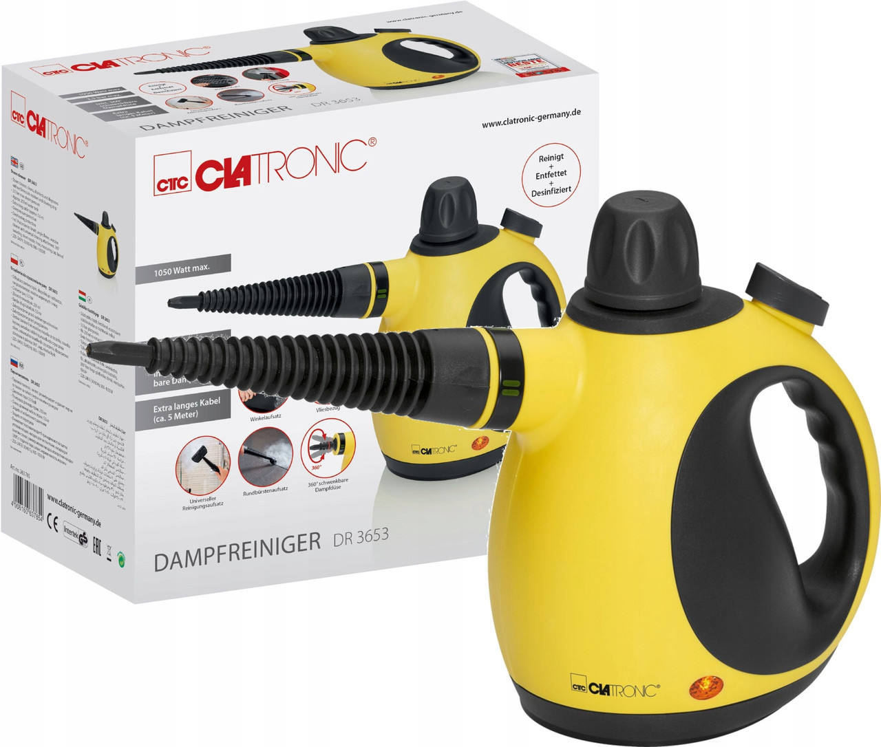 Пароочисник, ручний очищувач Clatronic DR 3653 1050 Вт