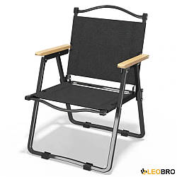 Кемпінгове крісло LEOBRO Чорне Велике (CH-S02-L) для пікніка риболовлі пляжу дачі потужне Леобро